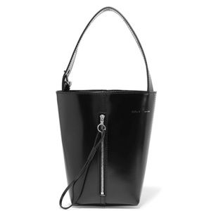 Kara small black bucket bag
